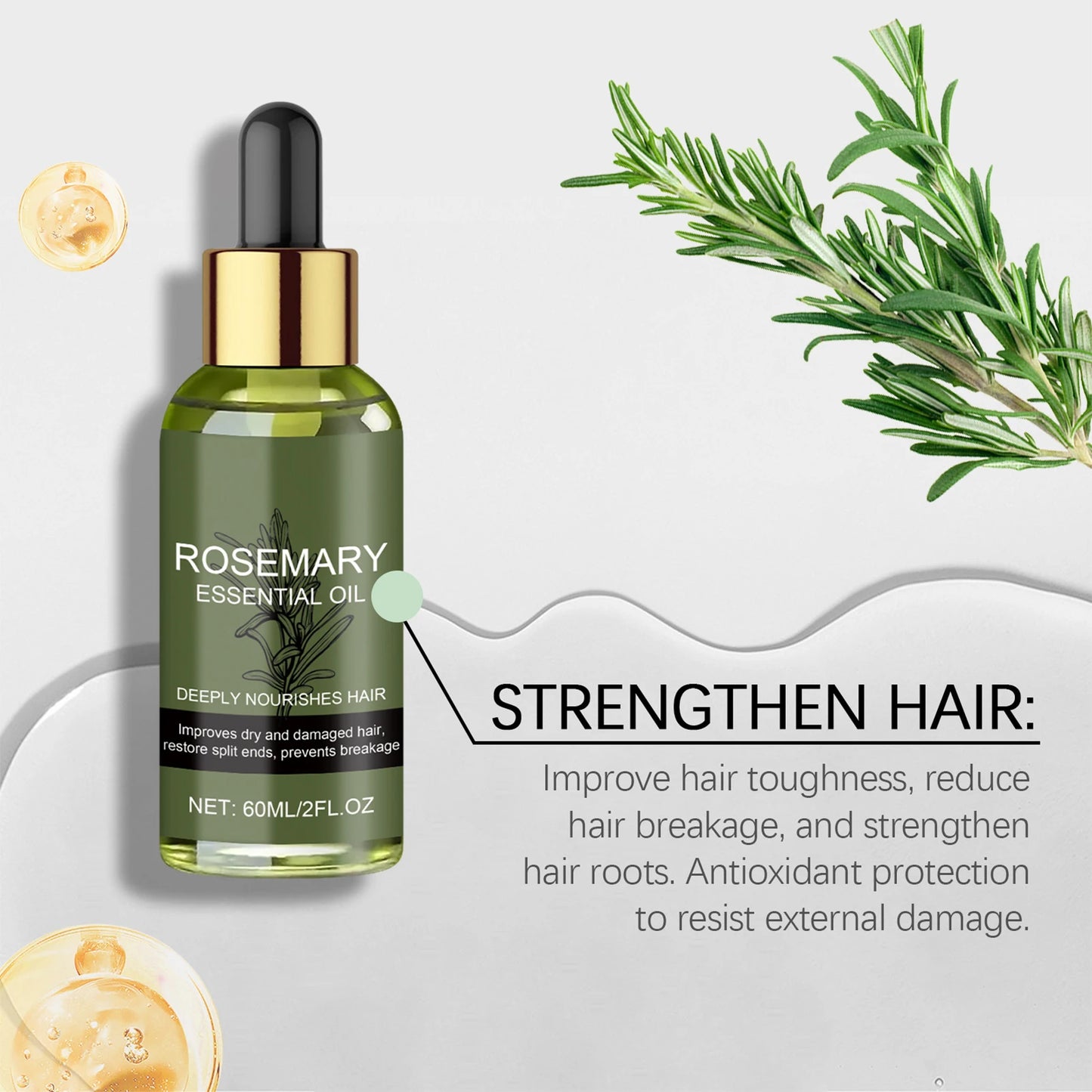 Huile essentielle de renforcement et nourrissante pour cheveux - Fait briller et adoucit