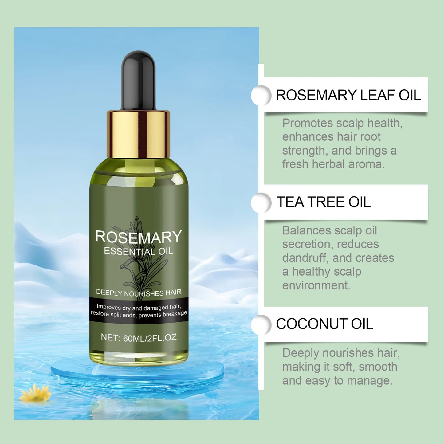 Huile essentielle de renforcement et nourrissante pour cheveux - Fait briller et adoucit
