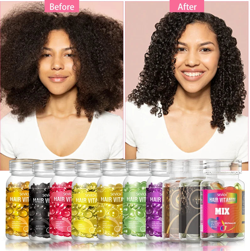 Capsules de vitamines kératine et huiles essentielles - Sérum marocain anti perte de cheveux